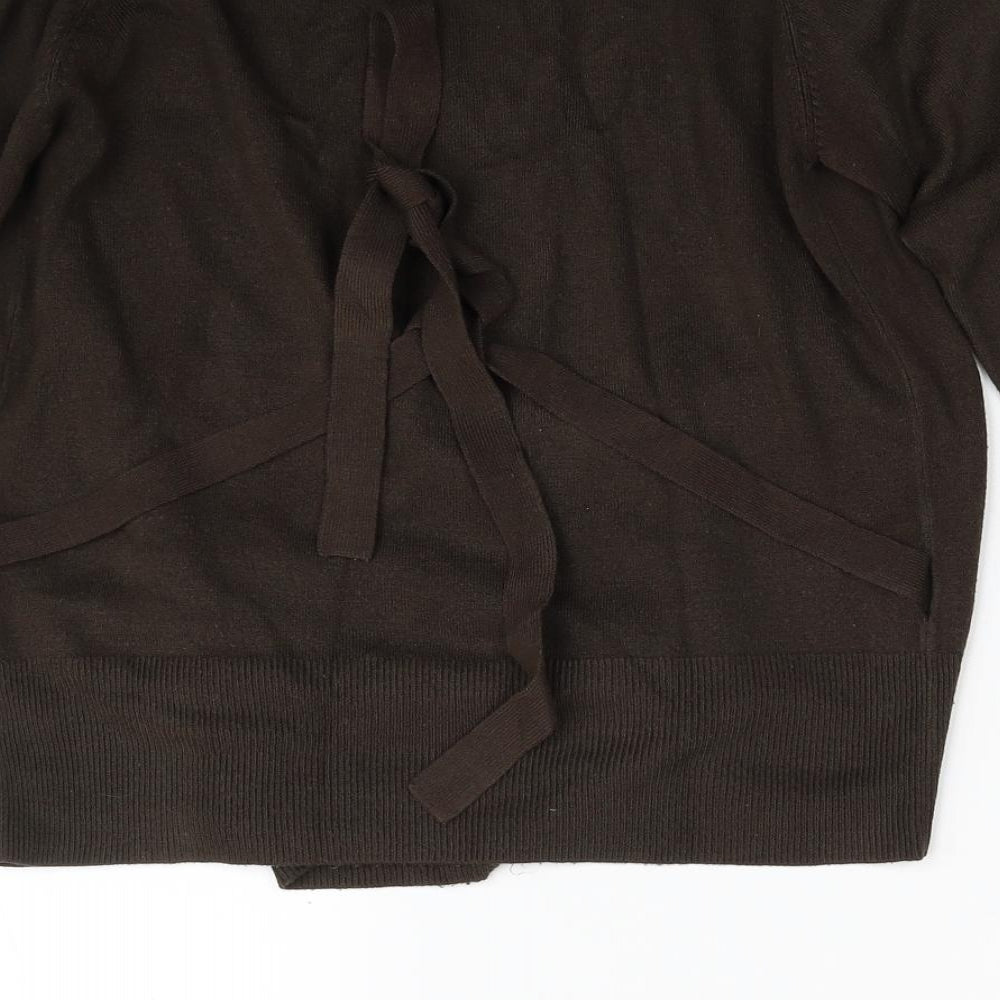 NEXT Womens Brown V-Neck  Acrylic Wrap Jumper Size 12