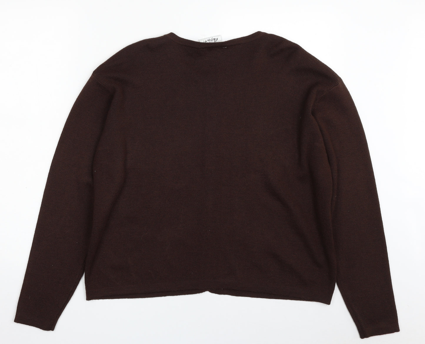Report Womens Brown Crew Neck  Acrylic Cardigan Jumper Size 16