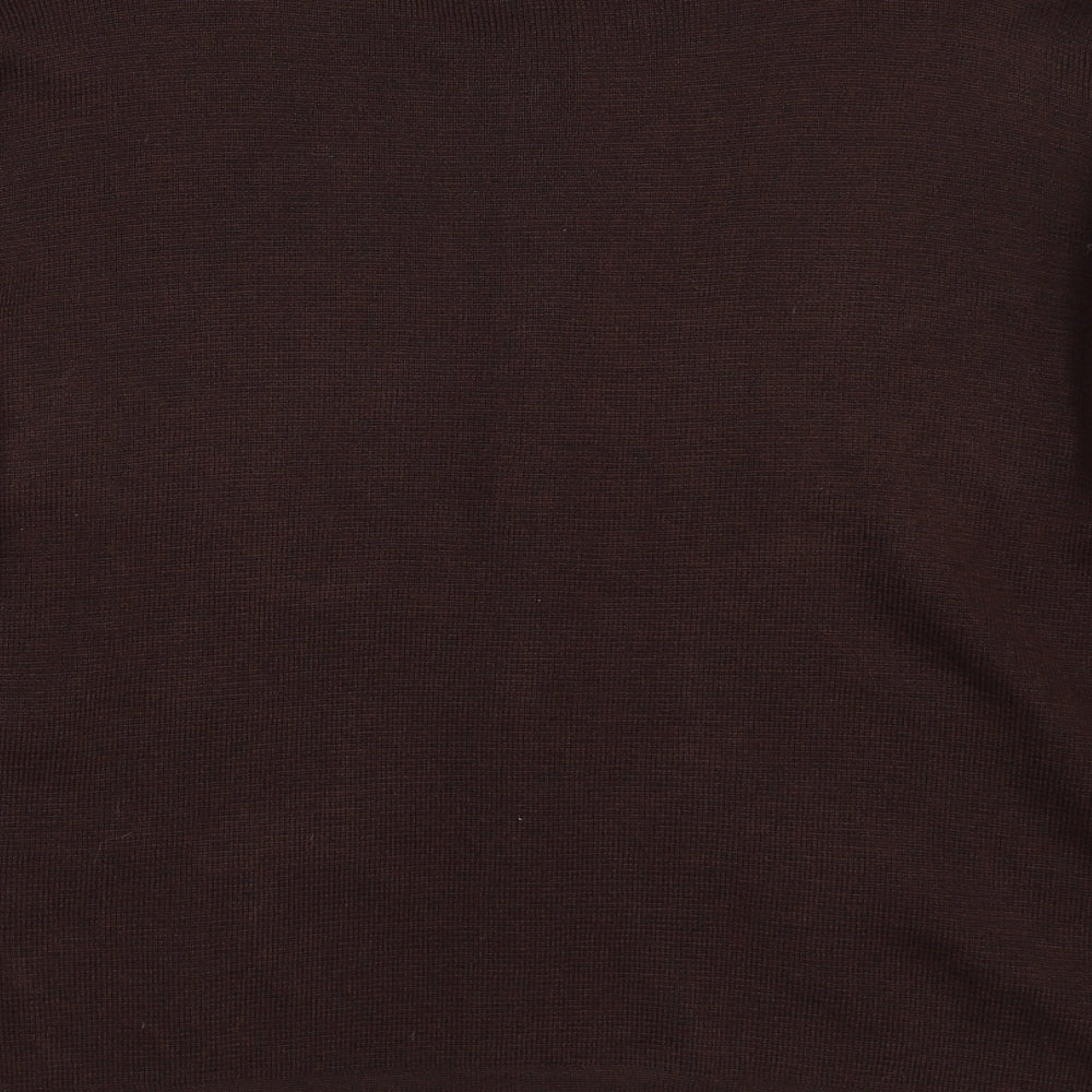 Report Womens Brown Crew Neck  Acrylic Cardigan Jumper Size 16