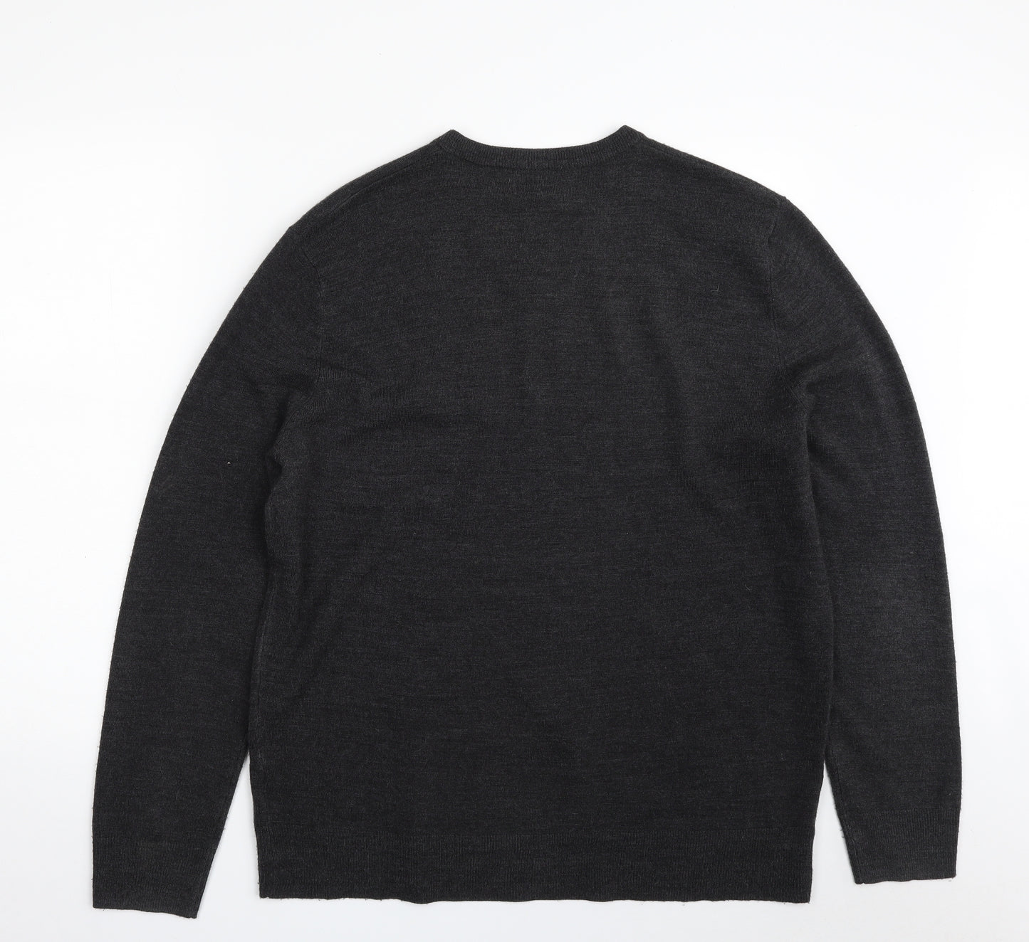 Atlantic Bay Mens Grey V-Neck  Acrylic Pullover Jumper Size L   - Super Soft