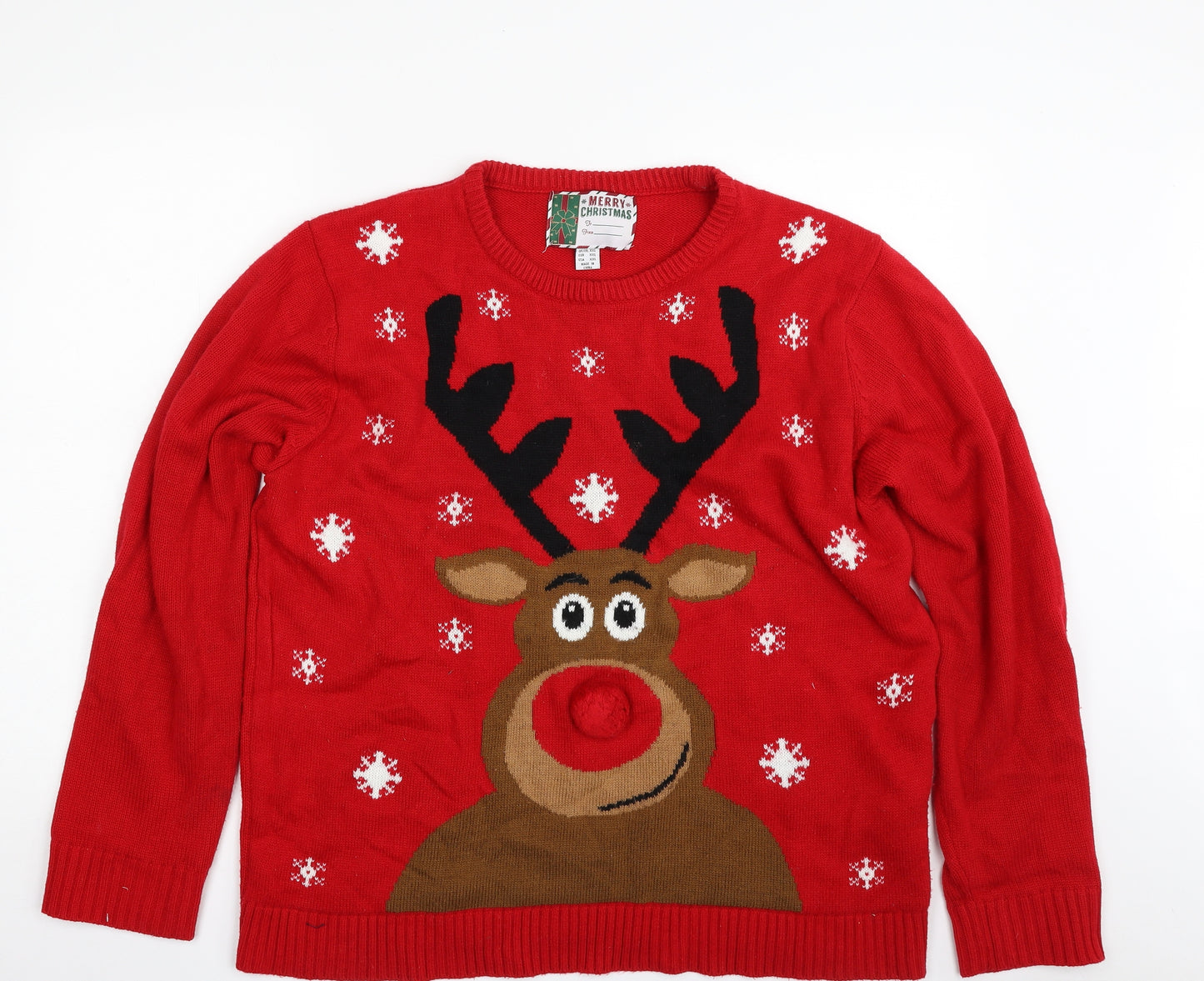 Cedar Wood State Mens Red Crew Neck  Acrylic Pullover Jumper Size 2XL   - Christmas