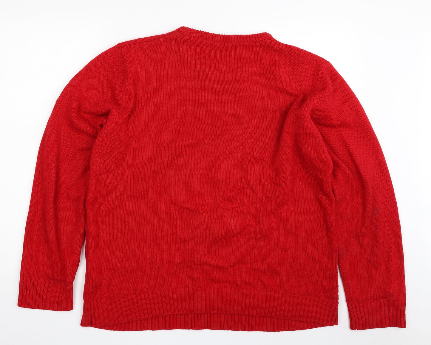 Cedar Wood State Mens Red Crew Neck  Acrylic Pullover Jumper Size 2XL   - Christmas