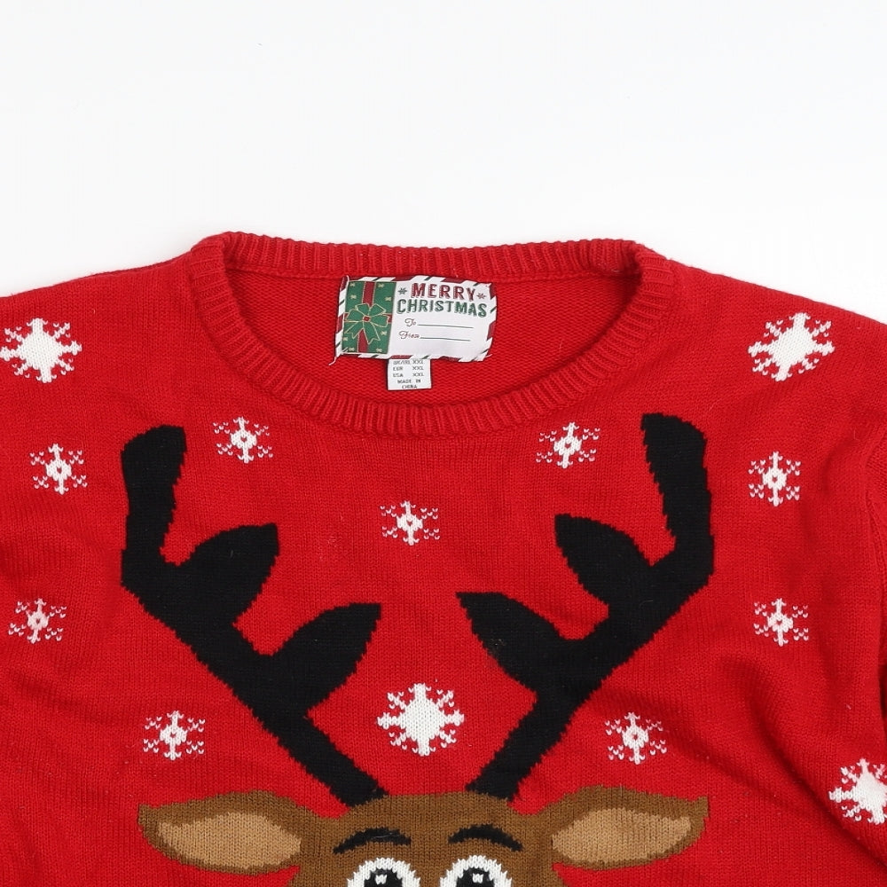 Cedar Wood State Mens Red Crew Neck  Acrylic Pullover Jumper Size 2XL   - Christmas