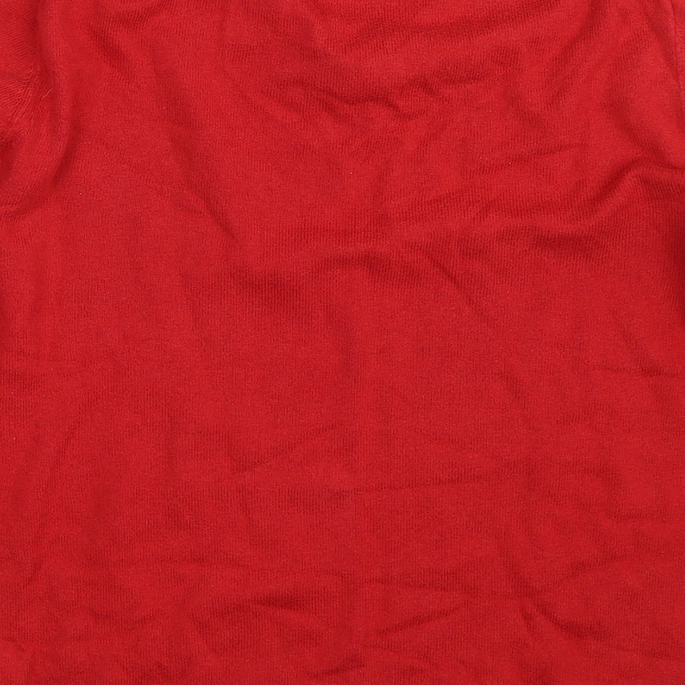 Tommy Hilfiger Mens Red V-Neck  Cotton Pullover Jumper Size M