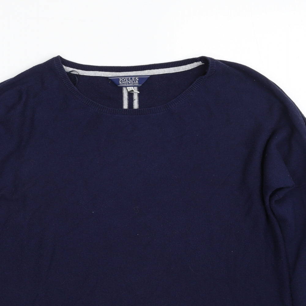 Joules Womens Blue Scoop Neck Striped Cotton Pullover Jumper Size 10