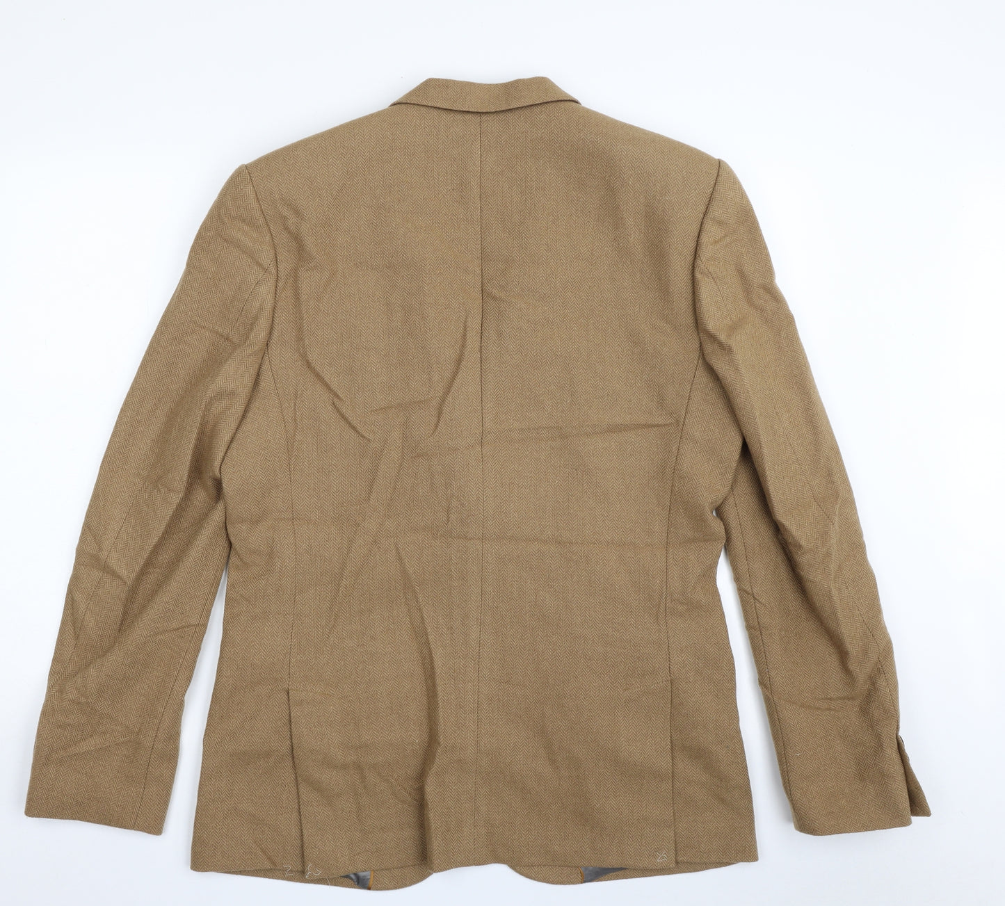 River Island Mens Brown Herringbone Wool Jacket Suit Jacket Size 42