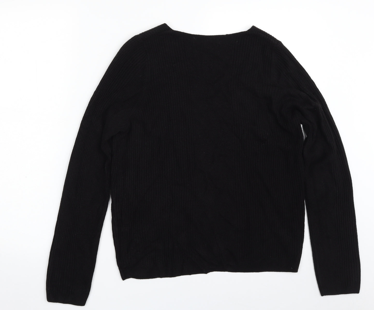 Marks and Spencer Womens Black V-Neck  Acrylic Pullover Jumper Size 12