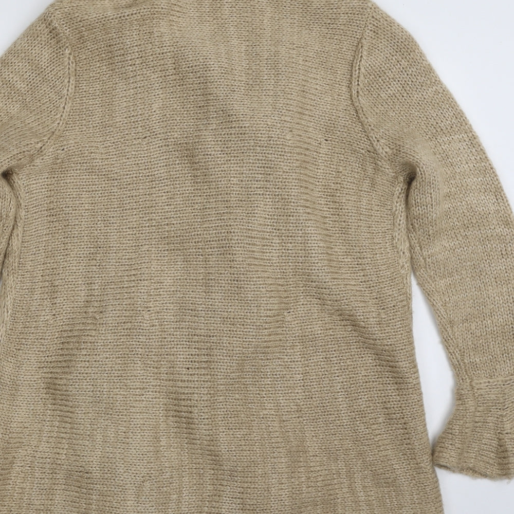 Per Una Womens Beige Collared  Acrylic Cardigan Jumper Size M