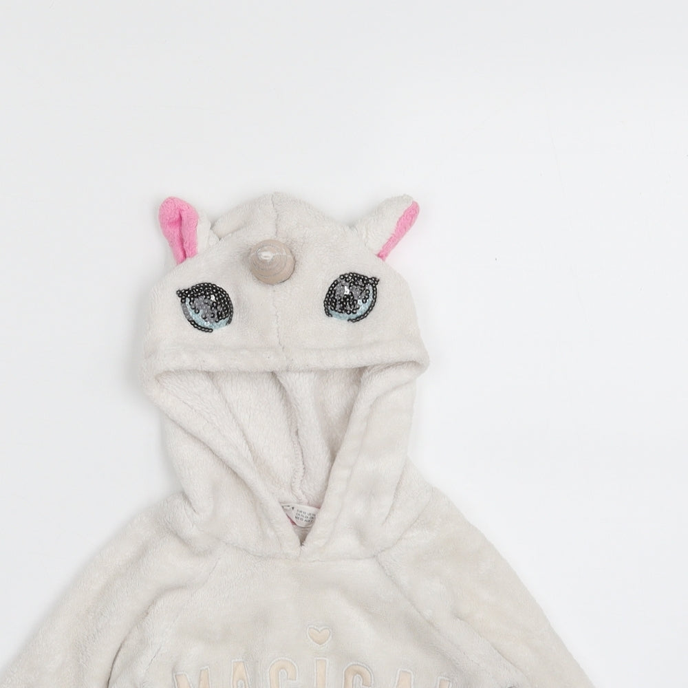 H&M Girls White  100% Polyester Pullover Jumper Size 18-24 Months  Pullover - Unicorn -Magical