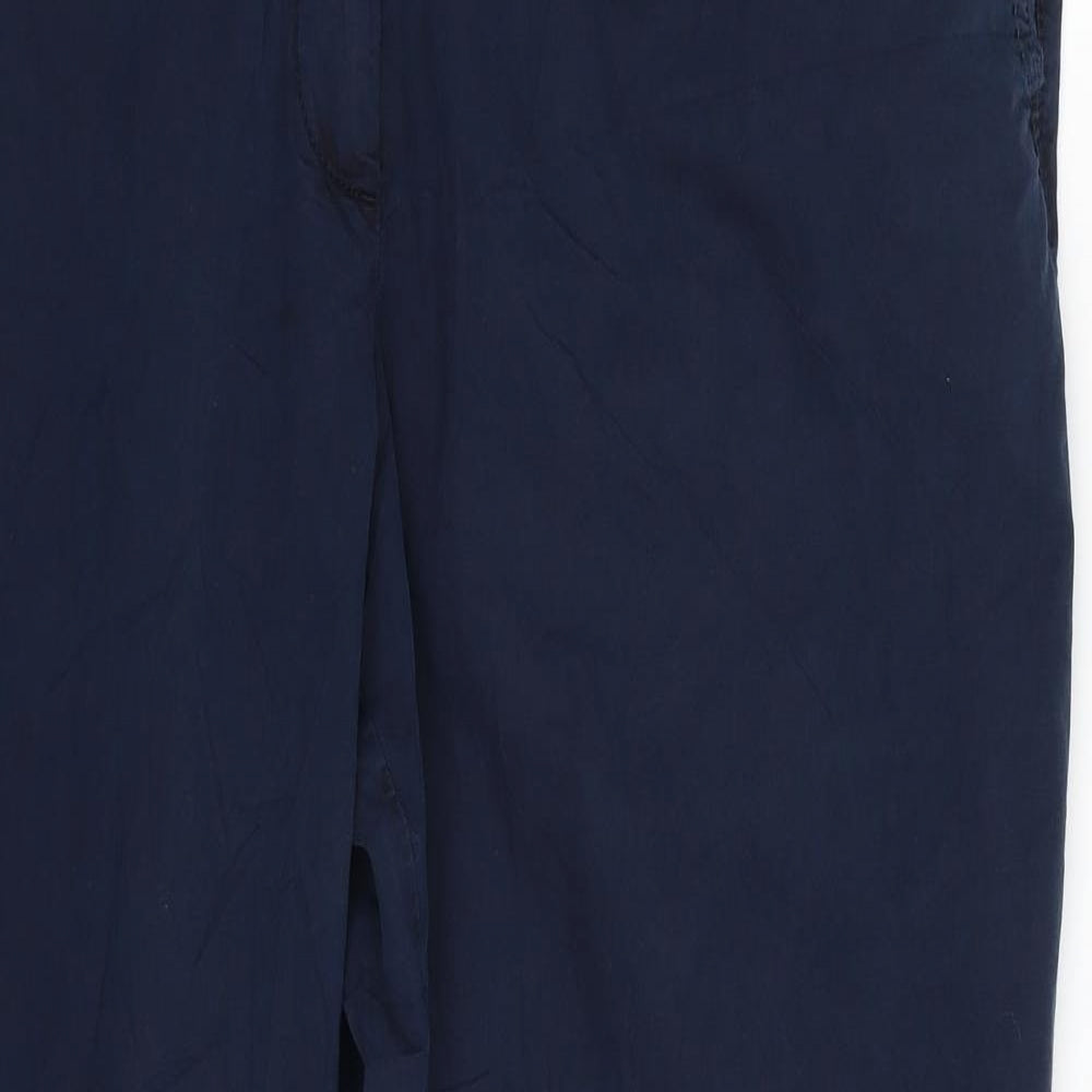 Marks and Spencer Womens Blue  Cotton Chino Trousers Size 18 L27 in Regular Zip