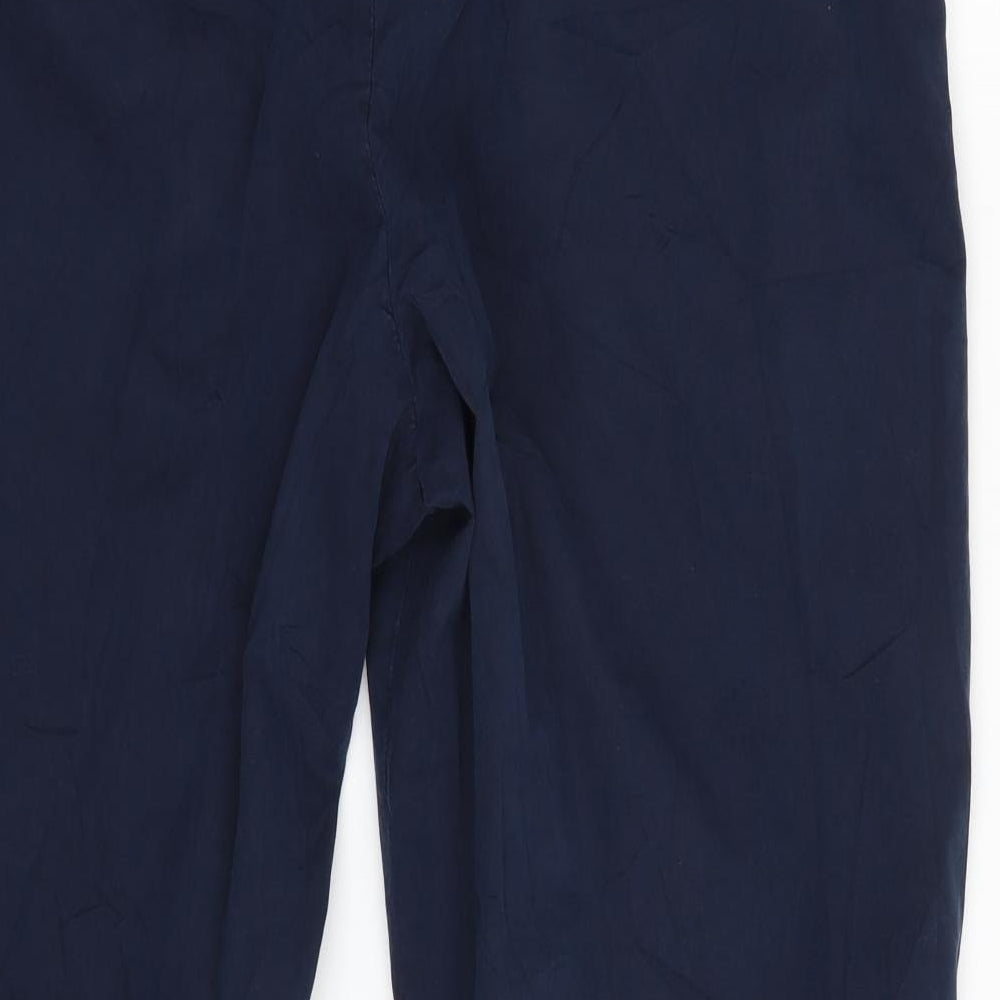 Marks and Spencer Womens Blue  Cotton Chino Trousers Size 18 L27 in Regular Zip