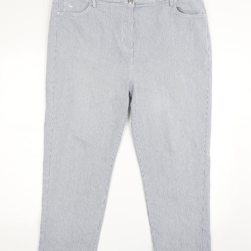 EWM Womens Blue Striped Cotton Straight Jeans Size 20 L24 in Slim Zip