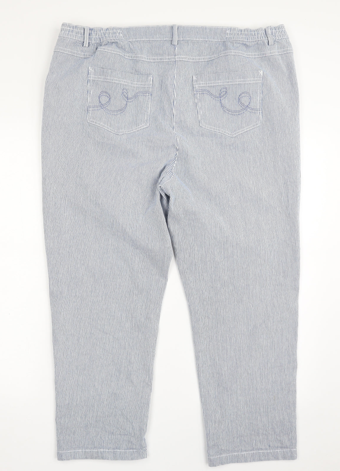 EWM Womens Blue Striped Cotton Straight Jeans Size 20 L24 in Slim Zip