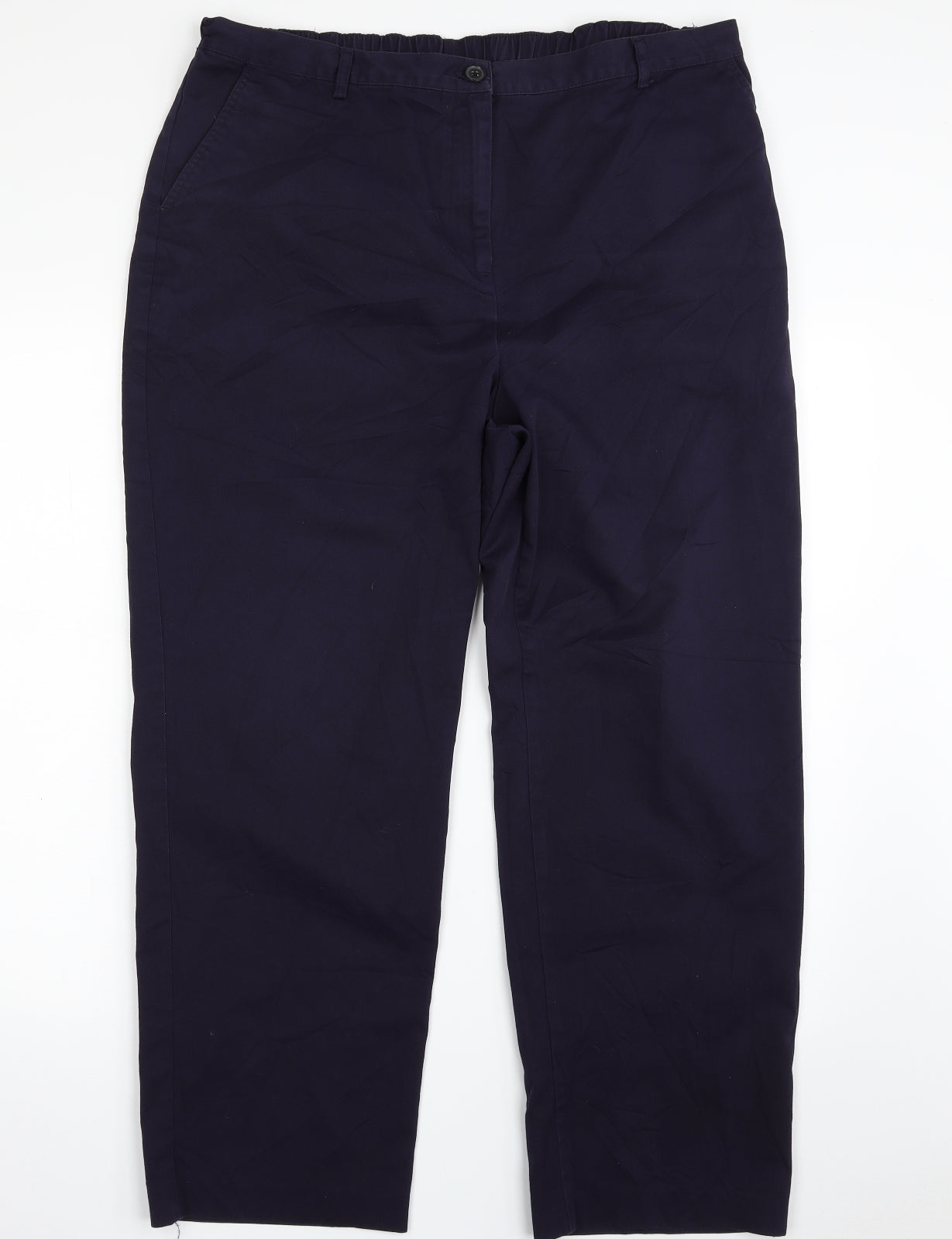 Lands' End Womens Blue  Cotton Trousers  Size 16 L27 in Regular Zip