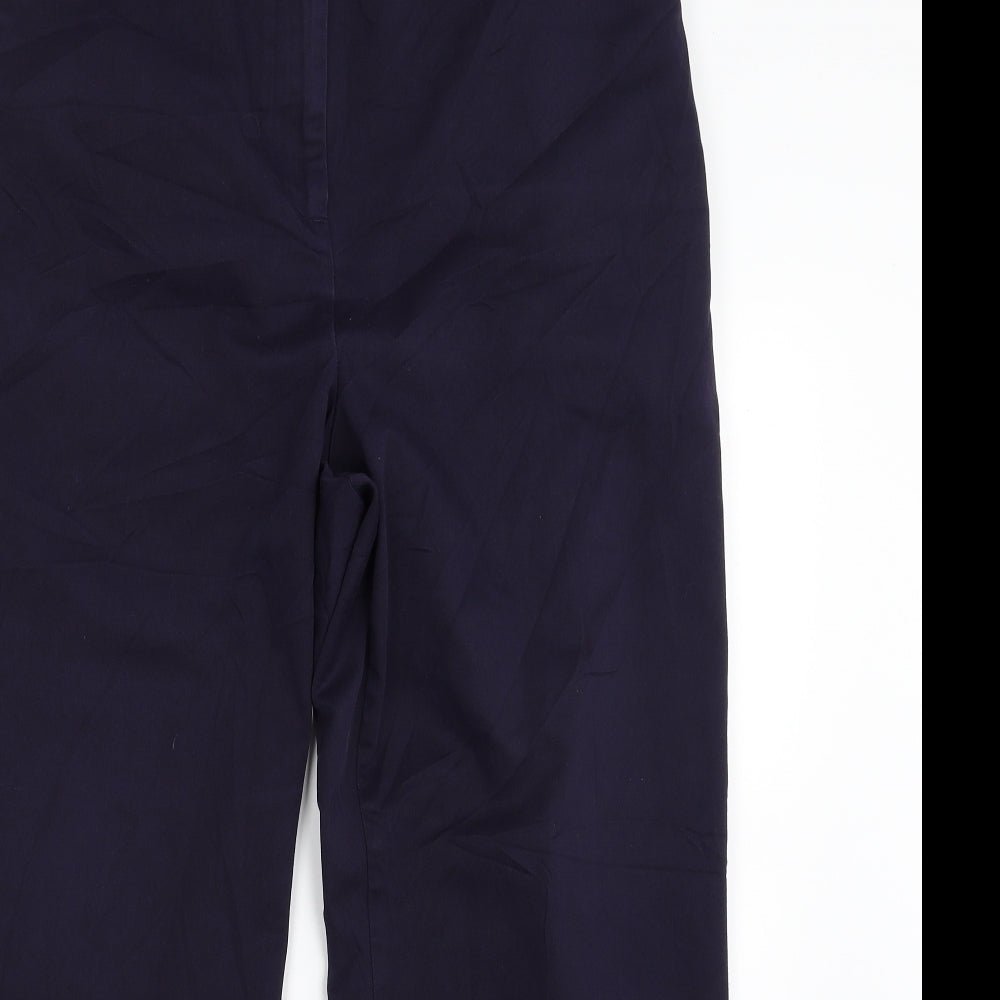 Lands' End Womens Blue  Cotton Trousers  Size 16 L27 in Regular Zip