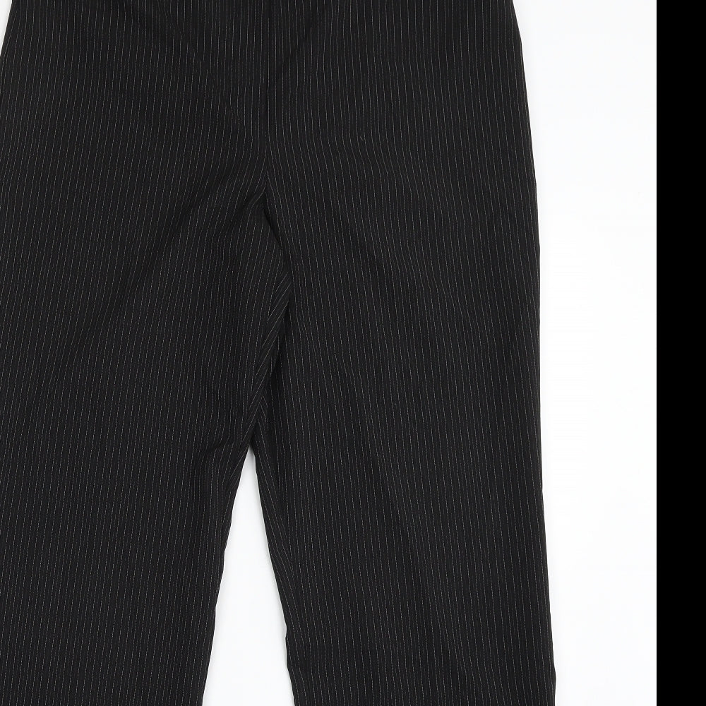 BHS Womens Black Striped Polyester Trousers  Size 12 L28 in Regular Zip