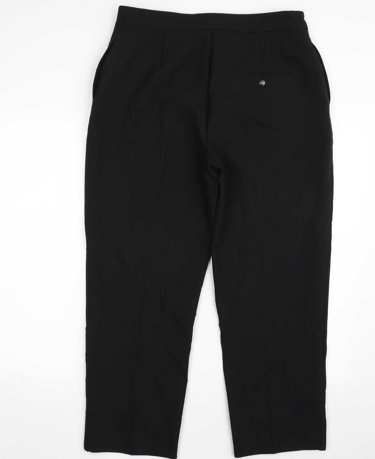 Marks and Spencer Womens Black  Polyester Trousers  Size 14 L25 in Regular Zip