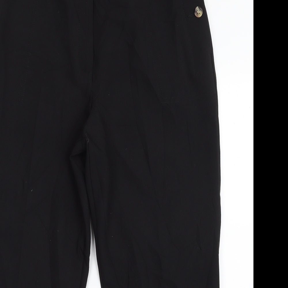Marks and Spencer Womens Black  Polyester Trousers  Size 14 L25 in Regular Zip