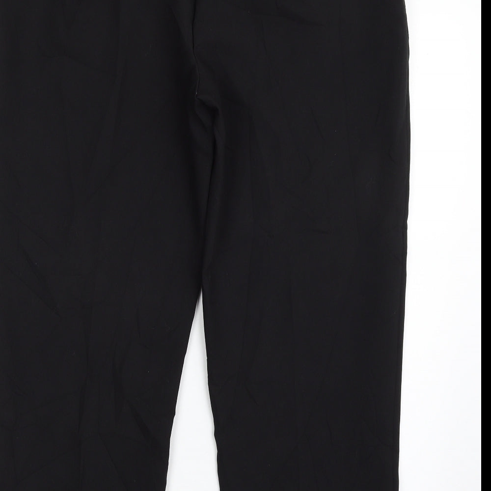 Marks and Spencer Womens Black  Polyester Trousers  Size 14 L25 in Regular Zip