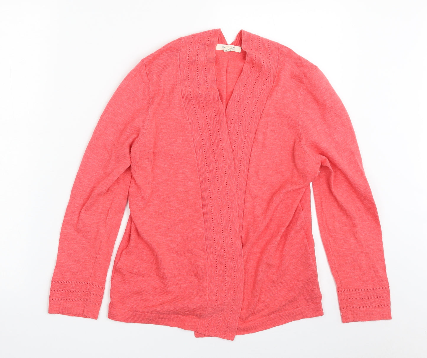 White Stuff Womens Pink V-Neck  Cotton Cardigan Jumper Size 12