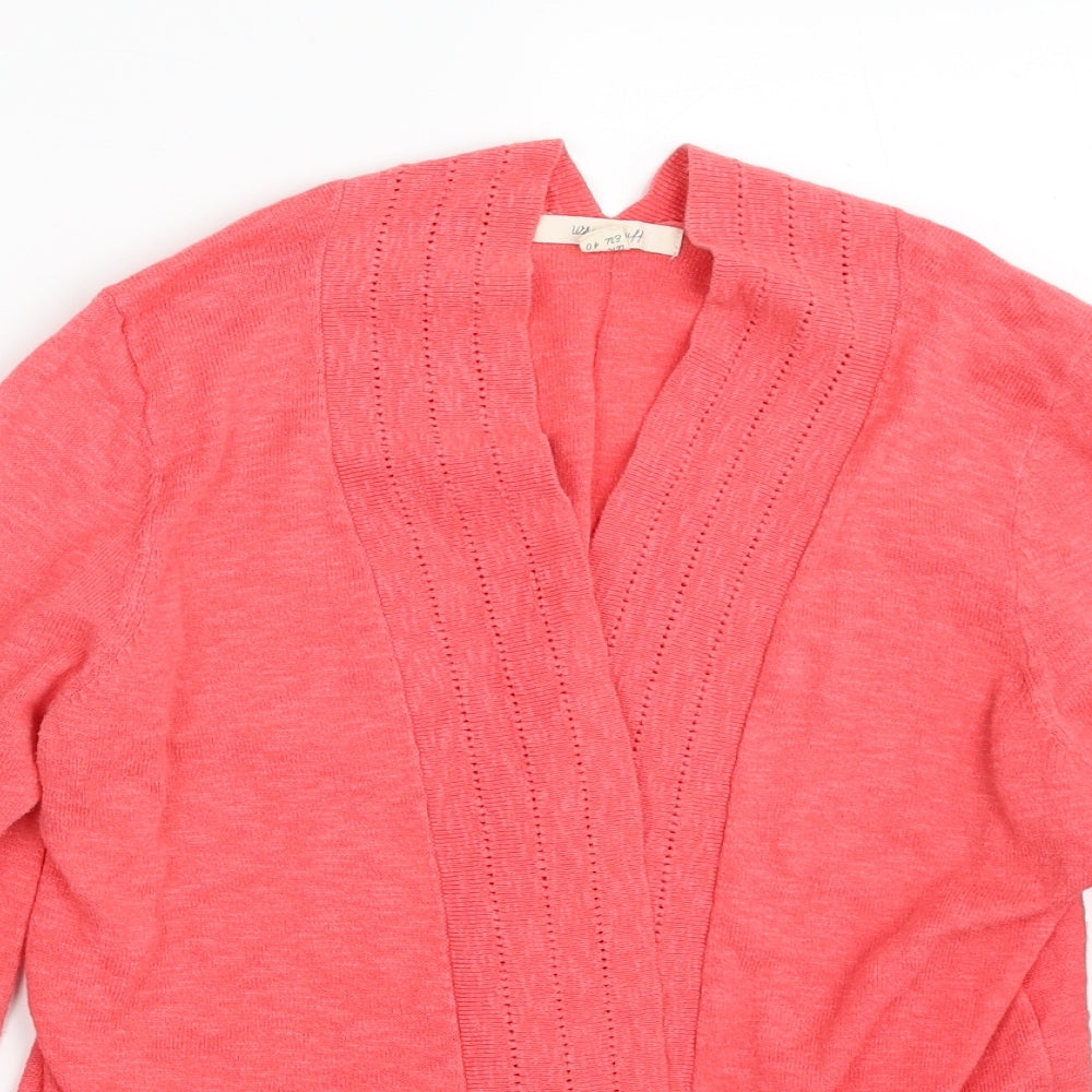 White Stuff Womens Pink V-Neck  Cotton Cardigan Jumper Size 12