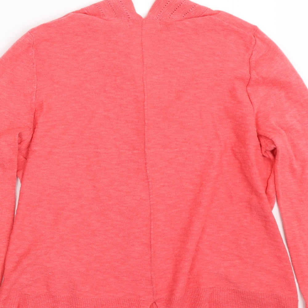 White Stuff Womens Pink V-Neck  Cotton Cardigan Jumper Size 12