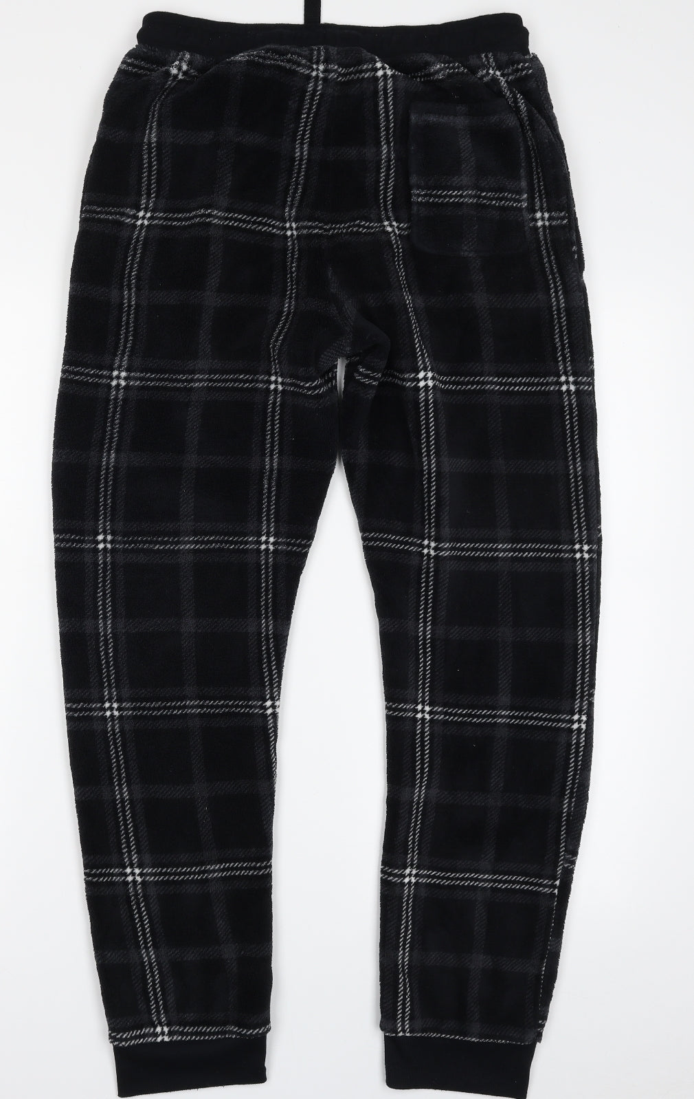 Matalan Mens Black Plaid Polyester Sweatpants Trousers Size M  Regular  - Pyjama Pants