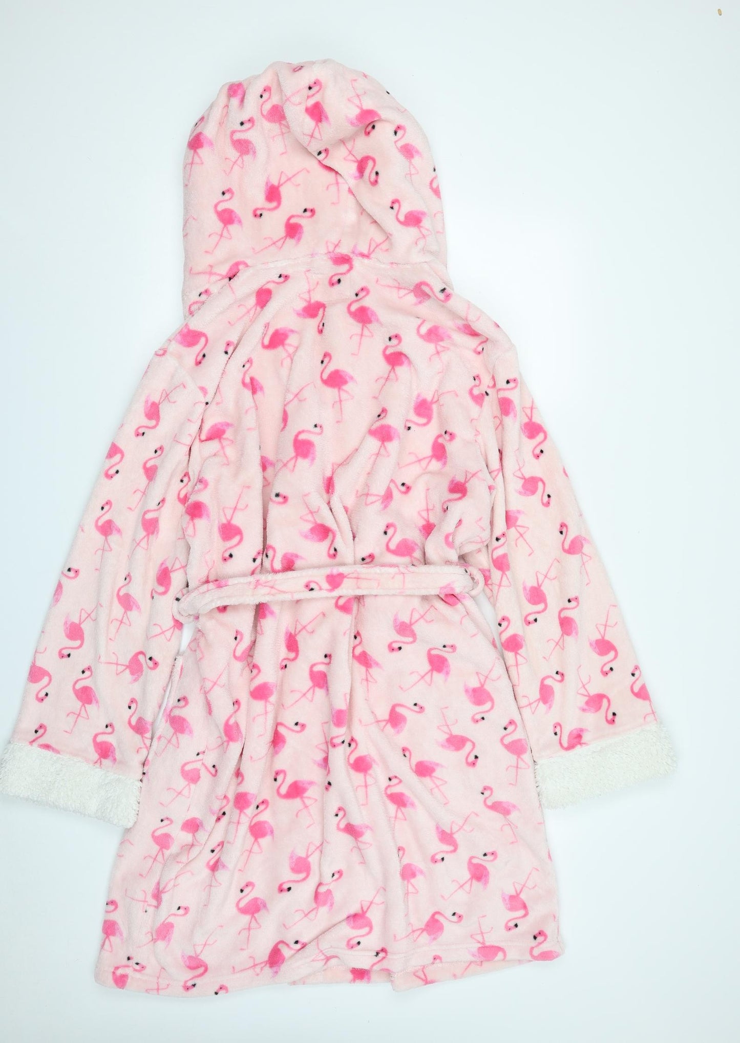 F&F Womens Pink Solid Polyester Babydoll Robe Size L  Tie - Flamingo