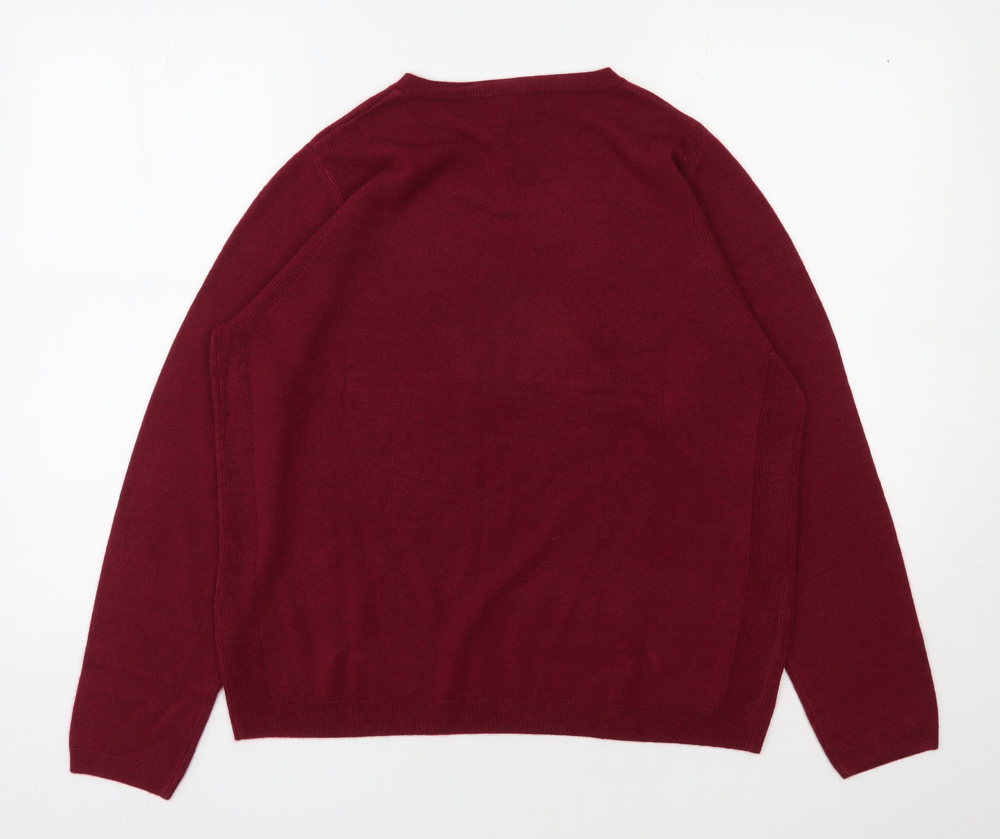 Marks and Spencer Womens Red Round Neck  Acrylic Pullover Jumper Size 18