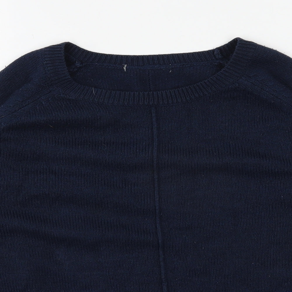 TU Womens Blue Round Neck  Acrylic Pullover Jumper Size 14