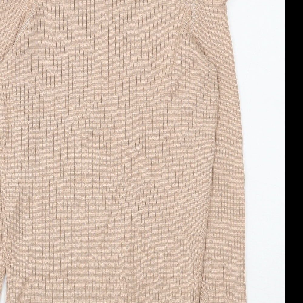 River Island Womens Beige Mock Neck  Viscose Pullover Jumper Size 18