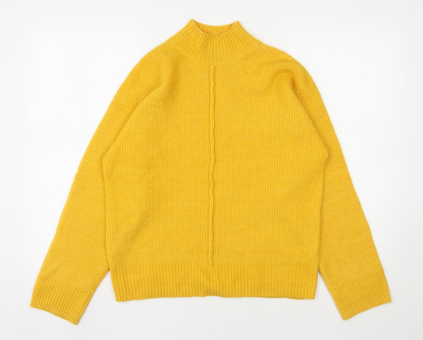 New Look Womens Yellow High Neck  Acrylic Pullover Jumper Size M