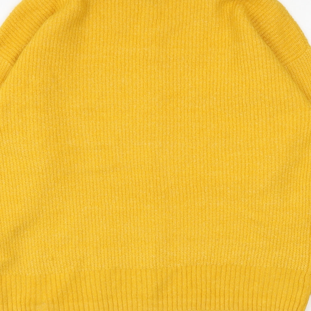 New Look Womens Yellow High Neck  Acrylic Pullover Jumper Size M