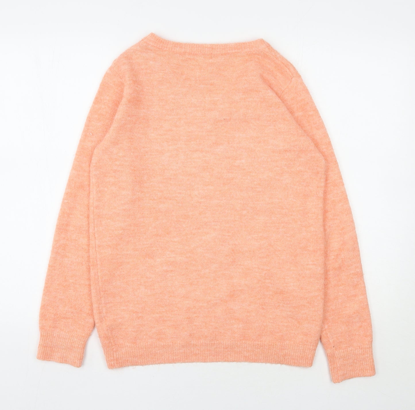 TU Womens Orange V-Neck  Acrylic Pullover Jumper Size 10