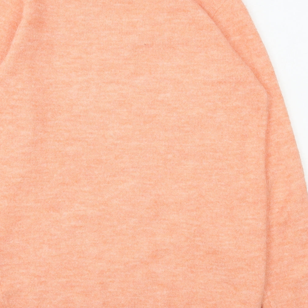 TU Womens Orange V-Neck  Acrylic Pullover Jumper Size 10