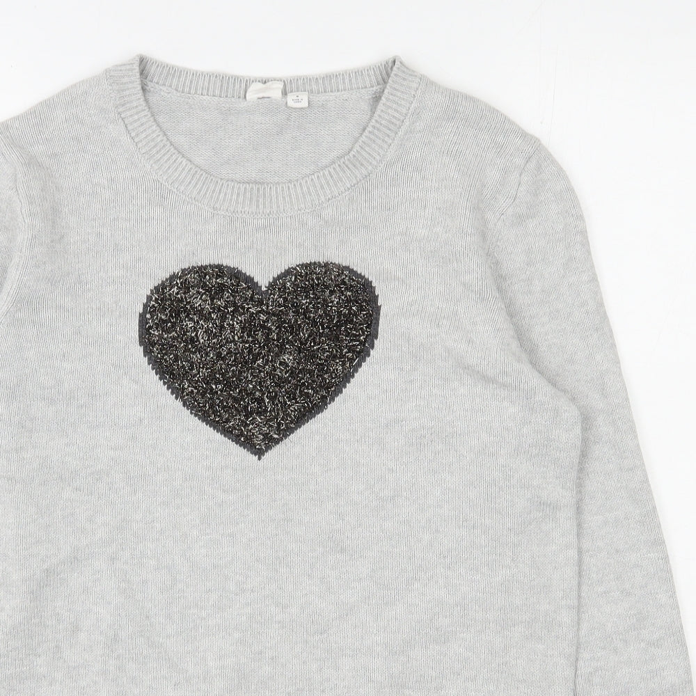 Gap Womens Grey Round Neck  Cotton Pullover Jumper Size M