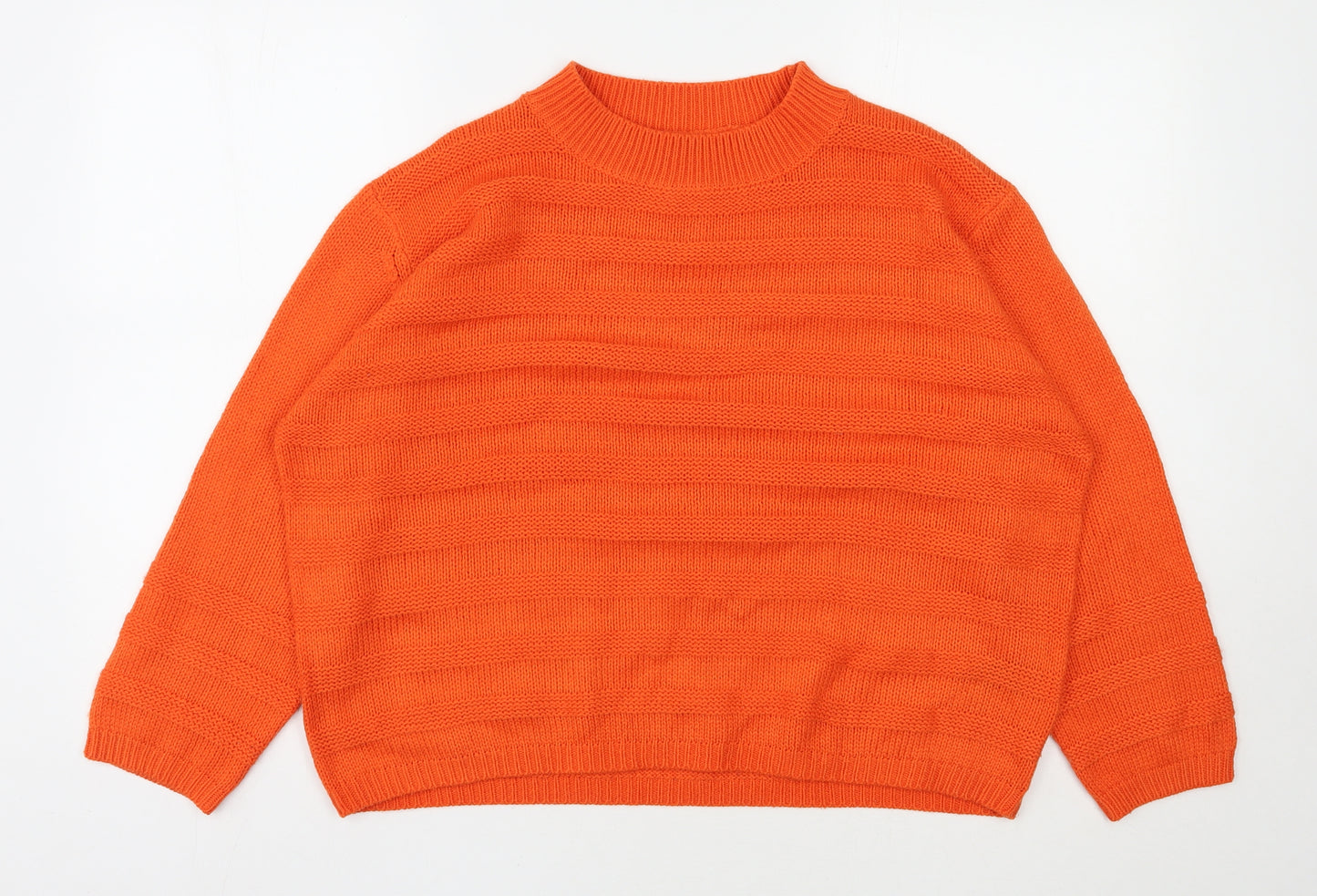 Pep & Co Womens Orange Mock Neck  Acrylic Pullover Jumper Size 14