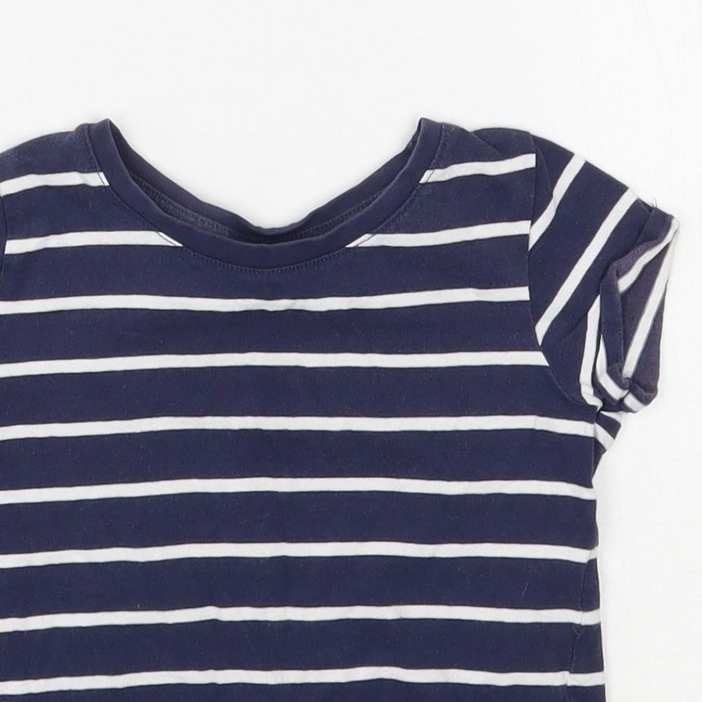 NEXT Boys Blue Striped Cotton Pullover Polo Size 2-3 Years Round Neck Pullover