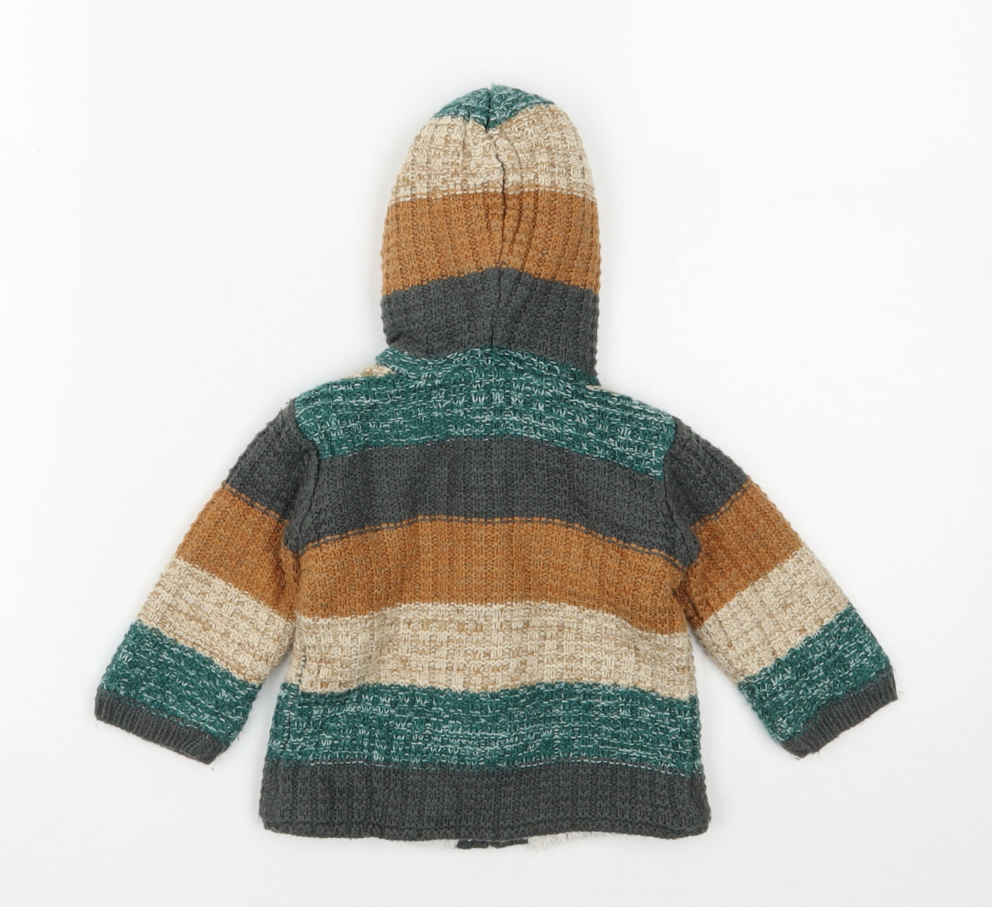 Nutmeg  Multicoloured Striped Acrylic Cardigan Jumper Size 3-6 Months  Button