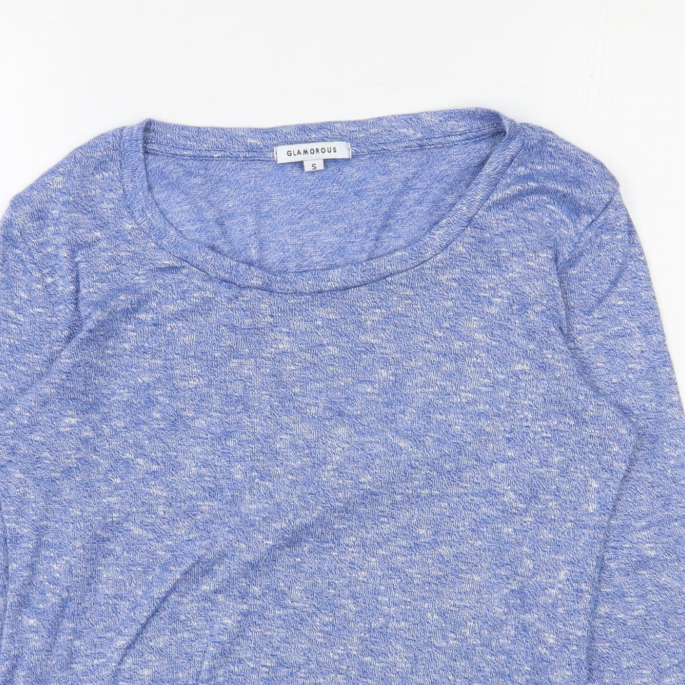 Glamorous Womens Blue Scoop Neck  Rayon Pullover Jumper Size S