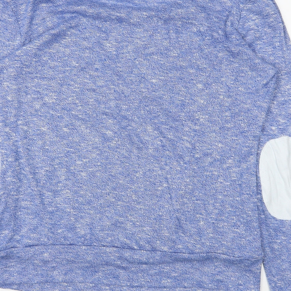 Glamorous Womens Blue Scoop Neck  Rayon Pullover Jumper Size S