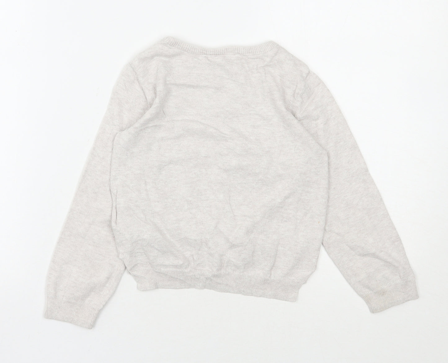 H&M Girls Beige Round Neck  Cotton Henley Jumper Size 3-4 Years  Pullover