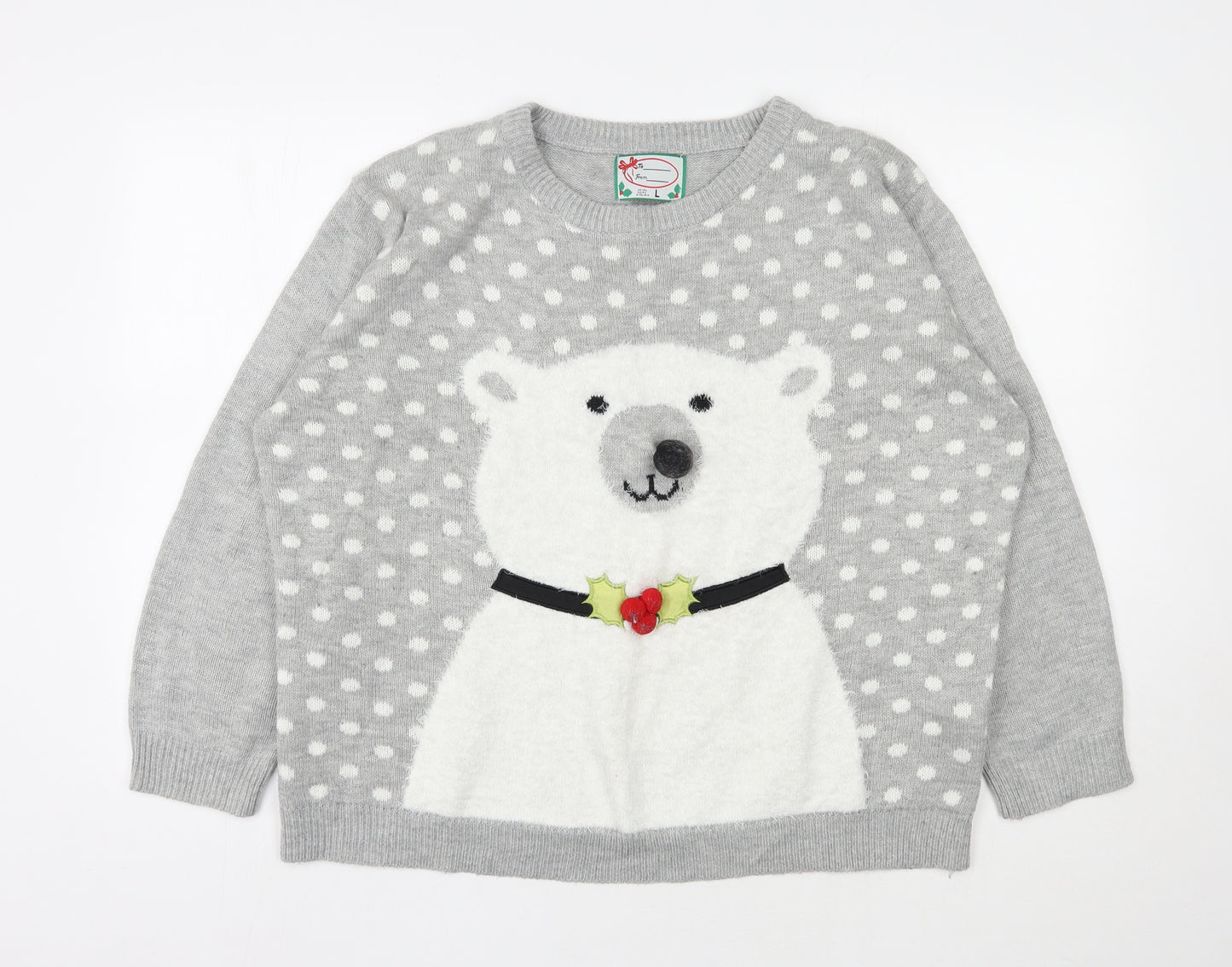 Atmosphere Mens Grey Round Neck  Acrylic Pullover Jumper Size L