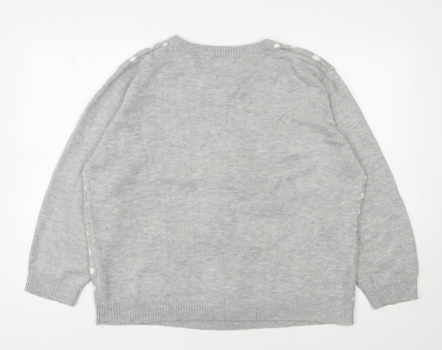 Atmosphere Mens Grey Round Neck  Acrylic Pullover Jumper Size L
