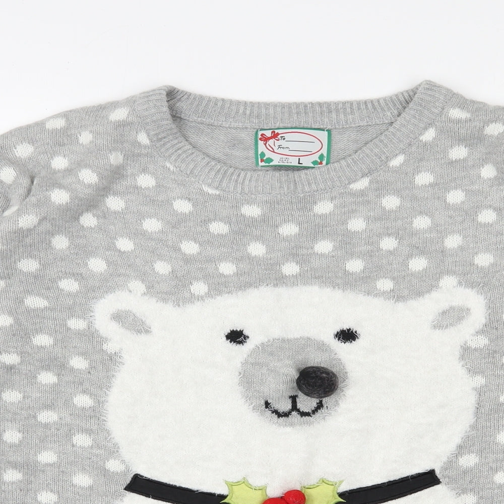 Atmosphere Mens Grey Round Neck  Acrylic Pullover Jumper Size L