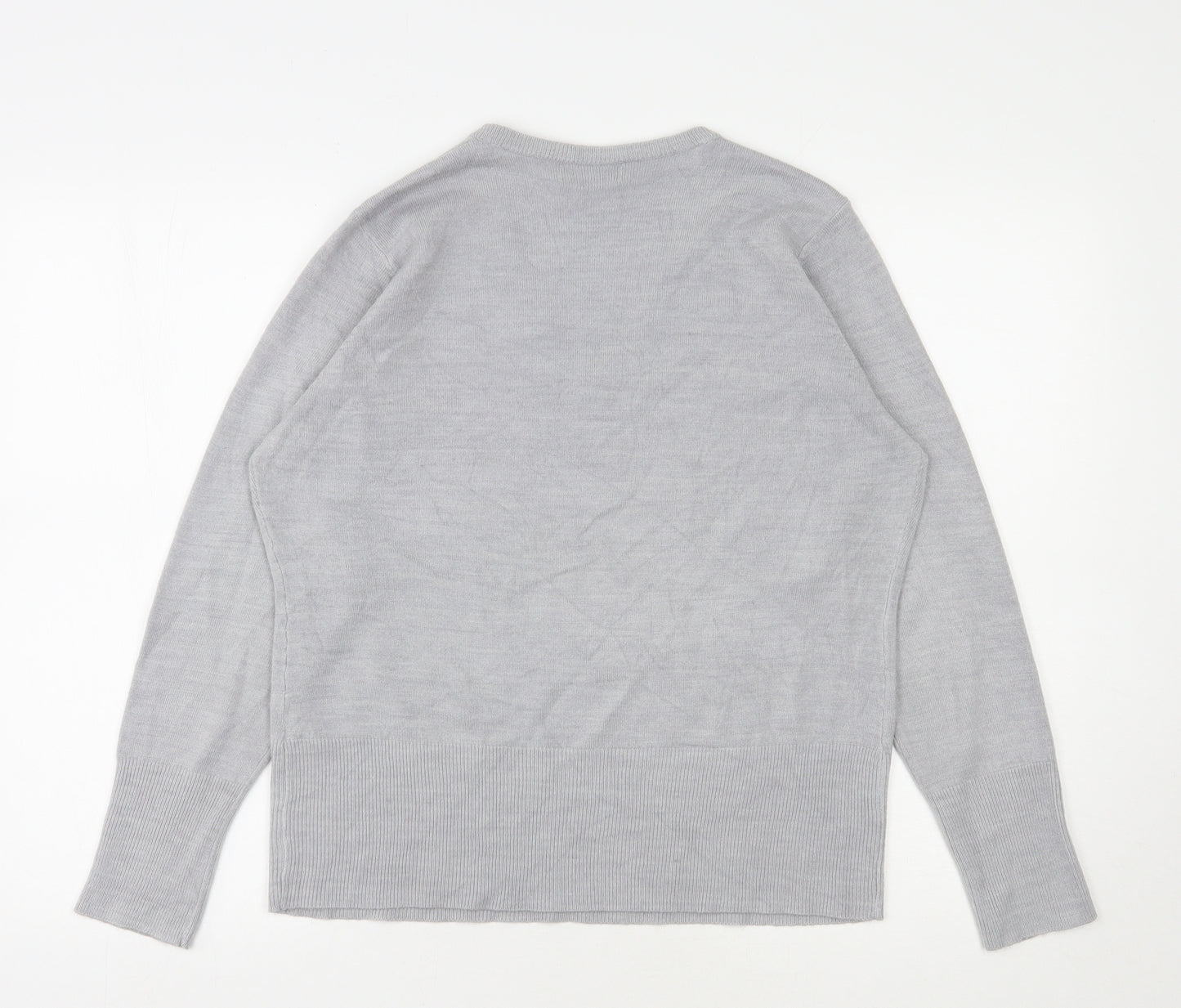 Debenhams Womens Grey V-Neck  Acrylic Pullover Jumper Size 16