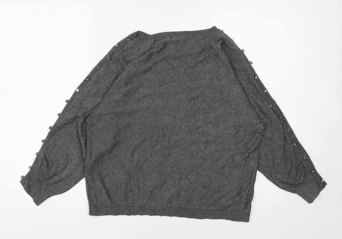 George Womens Grey Round Neck  Viscose Pullover Jumper Size 16