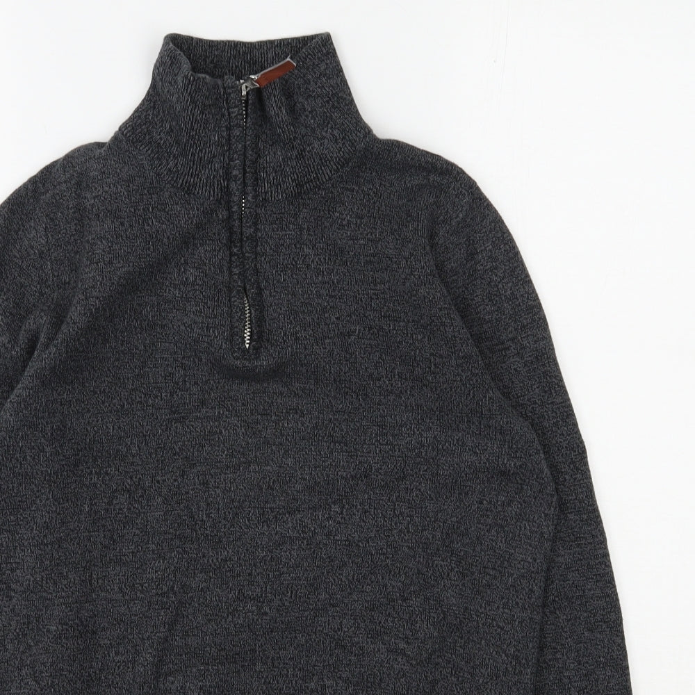 NEXT Mens Grey High Neck  Cotton Pullover Jumper Size XS