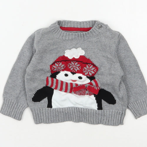 Mothercare Baby Grey  Cotton Pullover Jumper Size 6-9 Months  Pullover - Christmas Jumper
