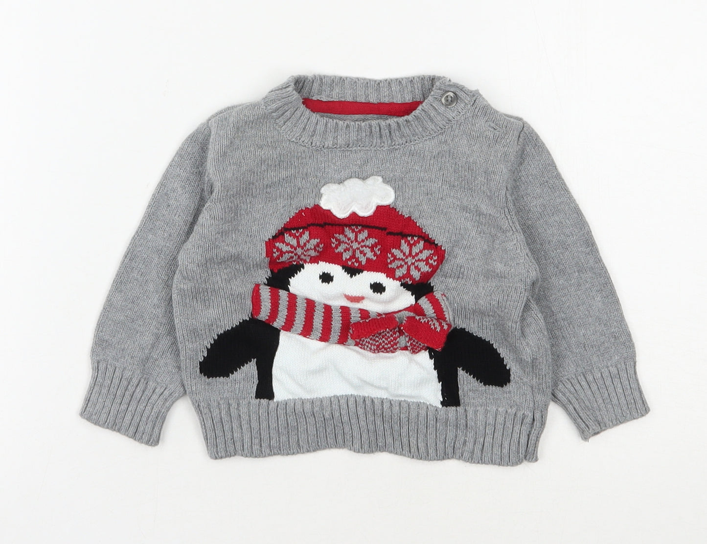 Mothercare Baby Grey  Cotton Pullover Jumper Size 6-9 Months  Pullover - Christmas Jumper